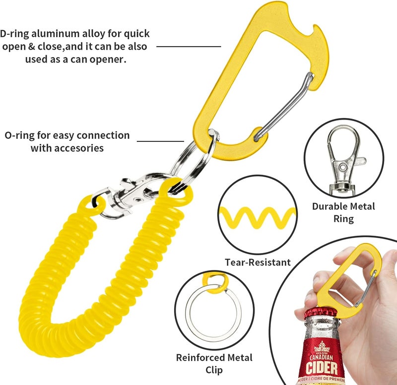 HOTEMIA Phone Tether Lanyard Anti Theft Phone Strap with Carabiner Anti-Drop Outdoor Skiing Hiking Cycling Fishing Climbing fit iPhone and Most Cell Phone (Black+Yellow) - Image 2